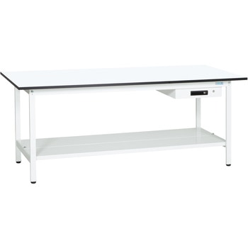 軽量作業台(KAタイプ/耐荷重180kg/メラミン天板/H740/中板付/引出付/固定式) サカエ