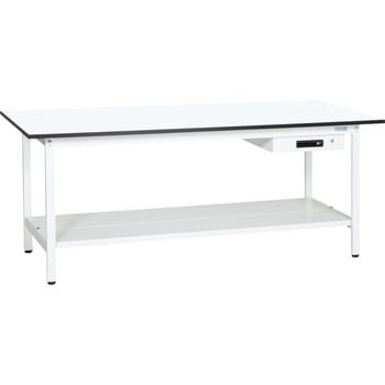 軽量作業台(KAタイプ/耐荷重180kg/メラミン天板/H740/中板付/引出付/固定式) サカエ