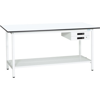 軽量作業台(KADタイプ/耐荷重180kg/メラミン天板/H900/中板付/引出付/固定式) サカエ