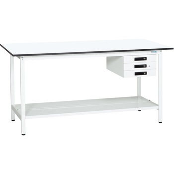軽量作業台(KADタイプ/耐荷重180kg/メラミン天板/H900/中板付/引出付/固定式) サカエ