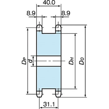 RS50 スプロケット SDタイプ(単列2本掛け) 椿本チエイン