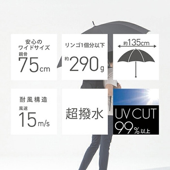 超軽量EXラージマルチ長傘hane 8本骨傘 75cm mabu(マブ)