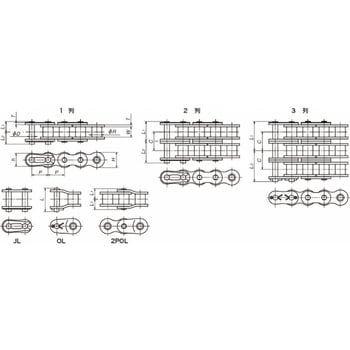 RS80-1-RP-L RSローラーチェーン 1列(リンク単位) 1リンク 椿本