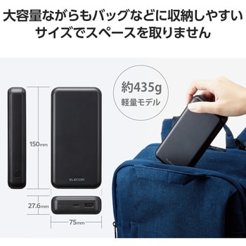 EC-C07BK モバイルバッテリー 20000mAh 大容量 PD 最大20W 入出力(USB