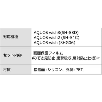 AQUOS wish3/wish2/wish のぞき見防止フィルム アンチグレア 衝撃吸収 エレコム