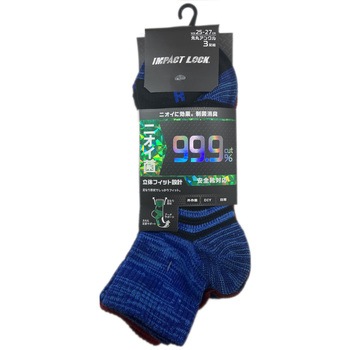 IMPACT LOCK 超抗菌防臭3Dソックス 先丸アンクル 3足組 IMPACT LOCK