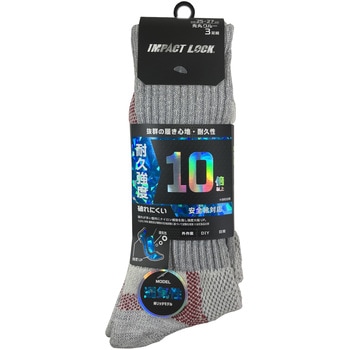 IMPACT LOCK ワークソックス甲メッシュ先丸クルー 3足組 IMPACT LOCK