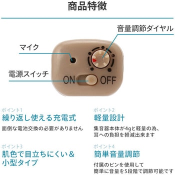 充電式耳穴集音器 ワイヤレス(片耳セット) QTJ