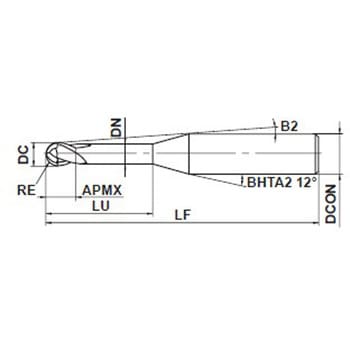 グラファイト加工用2枚刃ダイヤモンドコーティングロングネックボールエンドミル DF2XLBF(仕上げ用) 三菱マテリアル