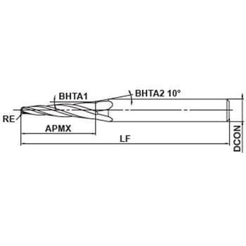 4枚刃アルミニウム合金加工用テーパ刃ボールエンドミル C4LATB 三菱マテリアル
