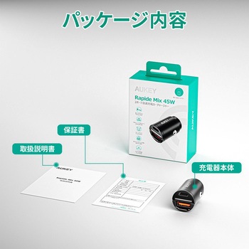 カーチャージャー[CC-A3S-BK] Enduro PD対応 45W [USB-A 1ポート/USB-C 1ポート] ブラック AUKEY(オーキー)