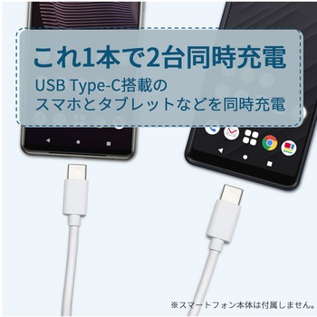 保護キャップ付きUSB Type-Cツインケーブル1m WH エアージェイ