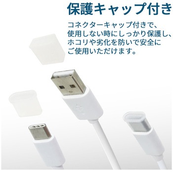 保護キャップ付きUSB Type-Cツインケーブル1m WH エアージェイ