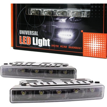 LEDデイランプ デイライト 高輝度ハイパワーLED5発 室内スイッチ付き ブラック クリスタルアイ