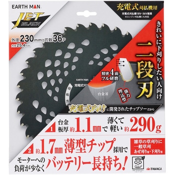 JETBLACK充電用草刈チップソー 二段刃 EARTH MAN