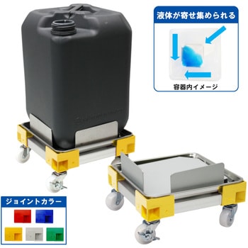リメイン ロスト付 角型ポリ缶用 ステンレス液もれ防止トレー付カラーAP台車 エム・あい