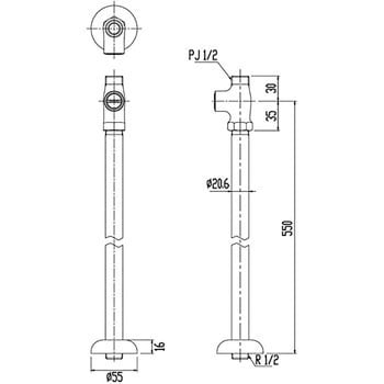 LF-3SV(550)K 止水栓床給水タイプ ドライバー式 1個 LIXIL(INAX