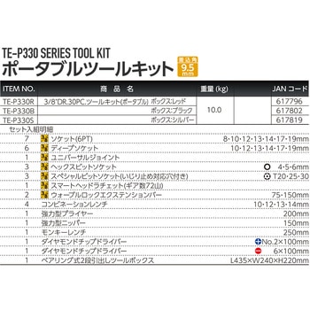 3/8DR 30PCポータブルツールキット Pro-Auto