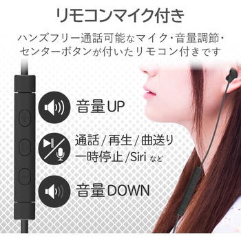 ステレオヘッドホン(マイク付)/耳栓型/Lightning/10．0mmドライバ/FAST MUSIC/LF12C エレコム