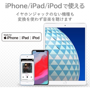 ステレオヘッドホン(マイク付)/耳栓型/Lightning/10．0mmドライバ/FAST MUSIC/LF12C エレコム