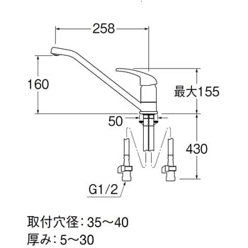 K87111JK-13 シングルワンホール混合栓 1個 SANEI 【通販サイトMonotaRO】