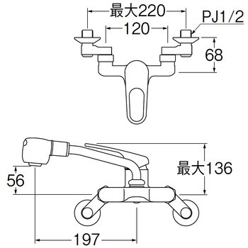 シングル切替シャワー混合栓