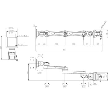 モダンソリッド 水平多関節アーム LA-55ER-4Q シルバー モダンソリッド 水平多関節アーム LA-55ER-4Q シルバー