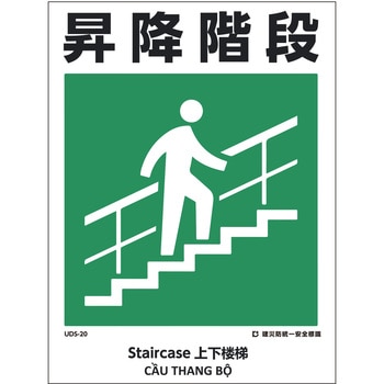 建災防統一標識 4ヶ国語(日・英・中・ベトナム) グリーンクロス