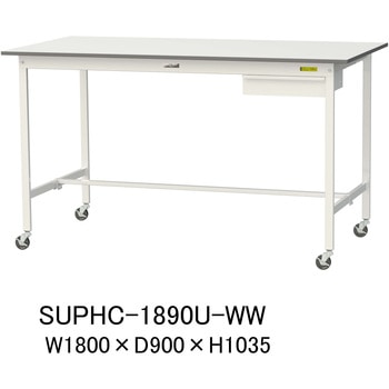 軽量作業台/耐荷重128kg_引き出し付_移動式H1035_ワークテーブル150シリーズ 山金工業