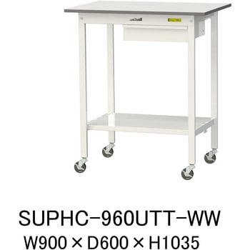 軽量作業台/耐荷重128kg_引き出し付_移動式H1035_全面棚板付_ワークテーブル150シリーズ 山金工業