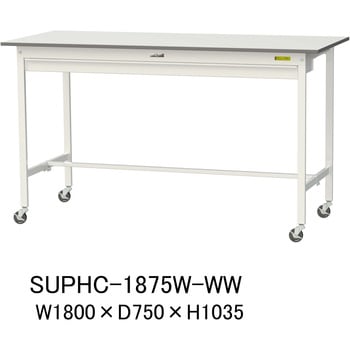 軽量作業台/耐荷重128kg_ワイド引き出し付_移動式H1035_ワークテーブル150シリーズ 山金工業