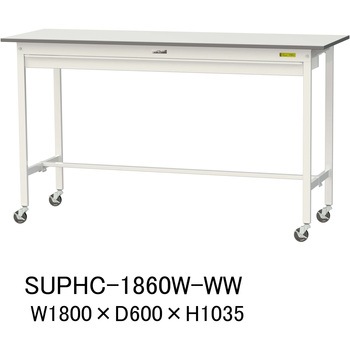 軽量作業台/耐荷重128kg_ワイド引き出し付_移動式H1035_ワークテーブル150シリーズ 山金工業