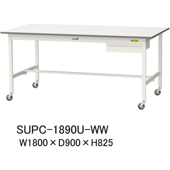 軽量作業台/耐荷重128kg_引き出し付_移動式H825_ワークテーブル150シリーズ 山金工業