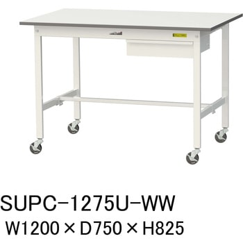 軽量作業台/耐荷重128kg_引き出し付_移動式H825_ワークテーブル150シリーズ 山金工業