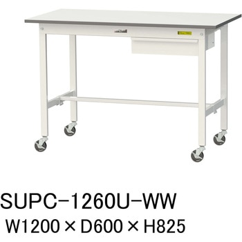 軽量作業台/耐荷重128kg_引き出し付_移動式H825_ワークテーブル150シリーズ 山金工業