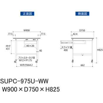 軽量作業台/耐荷重128kg_引き出し付_移動式H825_ワークテーブル150シリーズ 山金工業