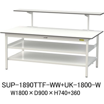 軽量作業台/耐荷重150kg_架台付_中間棚付固定式H740_全面棚板付_ワークテーブル150シリーズ 山金工業