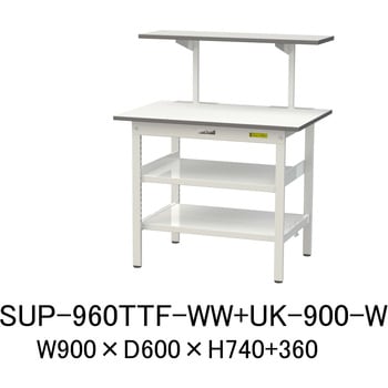 軽量作業台/耐荷重150kg_架台付_中間棚付固定式H740_全面棚板付_ワークテーブル150シリーズ 山金工業