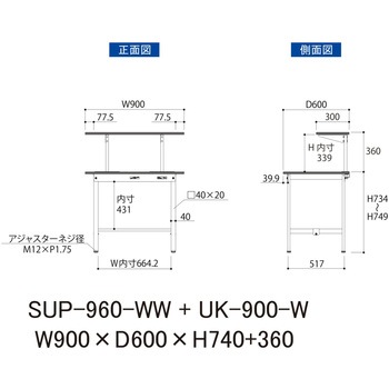軽量作業台/耐荷重150kg_架台付_固定式H740_ワークテーブル150シリーズ 山金工業