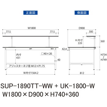 軽量作業台/耐荷重150kg_架台付_固定式H740_全面棚板付_ワークテーブル150シリーズ 山金工業