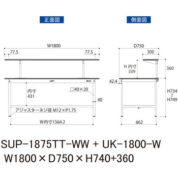 軽量作業台/耐荷重150kg_架台付_固定式H740_全面棚板付_ワークテーブル150シリーズ 山金工業