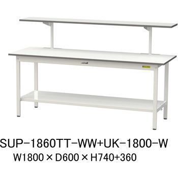 軽量作業台/耐荷重150kg_架台付_固定式H740_全面棚板付_ワークテーブル150シリーズ 山金工業