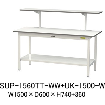 軽量作業台/耐荷重150kg_架台付_固定式H740_全面棚板付_ワークテーブル150シリーズ 山金工業