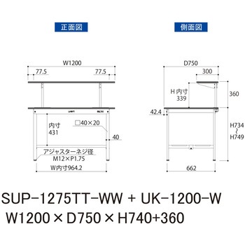 軽量作業台/耐荷重150kg_架台付_固定式H740_全面棚板付_ワークテーブル150シリーズ 山金工業