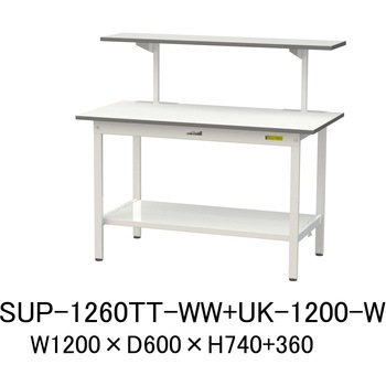 軽量作業台/耐荷重150kg_架台付_固定式H740_全面棚板付_ワークテーブル150シリーズ 山金工業
