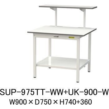 軽量作業台/耐荷重150kg_架台付_固定式H740_全面棚板付_ワークテーブル150シリーズ 山金工業