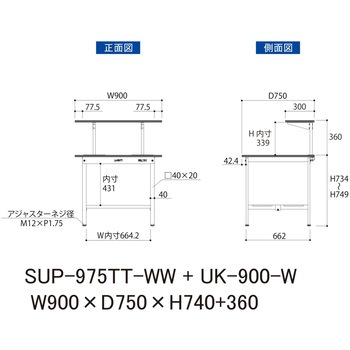 軽量作業台/耐荷重150kg_架台付_固定式H740_全面棚板付_ワークテーブル150シリーズ 山金工業