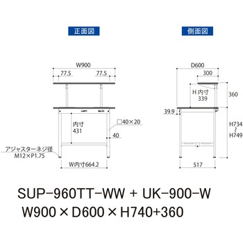 軽量作業台/耐荷重150kg_架台付_固定式H740_全面棚板付_ワークテーブル150シリーズ 山金工業