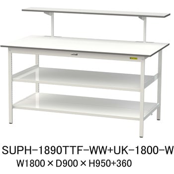 軽量作業台/耐荷重150kg_架台付_中間棚付固定式H950_全面棚板付_ワークテーブル150シリーズ 山金工業
