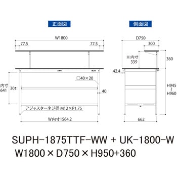 軽量作業台/耐荷重150kg_架台付_中間棚付固定式H950_全面棚板付_ワークテーブル150シリーズ 山金工業